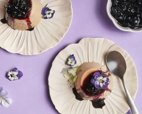 Earl Grey Panna Cotta with Blueberry Compote