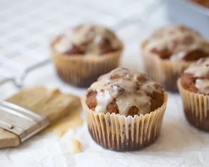 Sweet Potato and Carrot Muffins with Maple Glaze