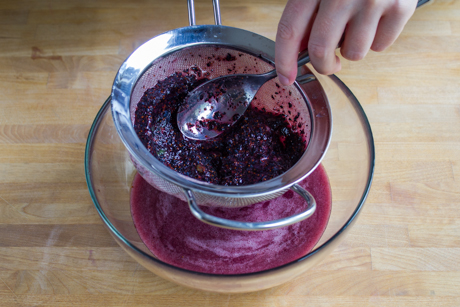 7. Discard blueberry skins after straining